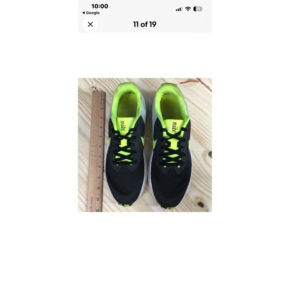 Nike Kids Running‎ Shoes Black Neon Green Youth Athletic Sneakers size 6Y